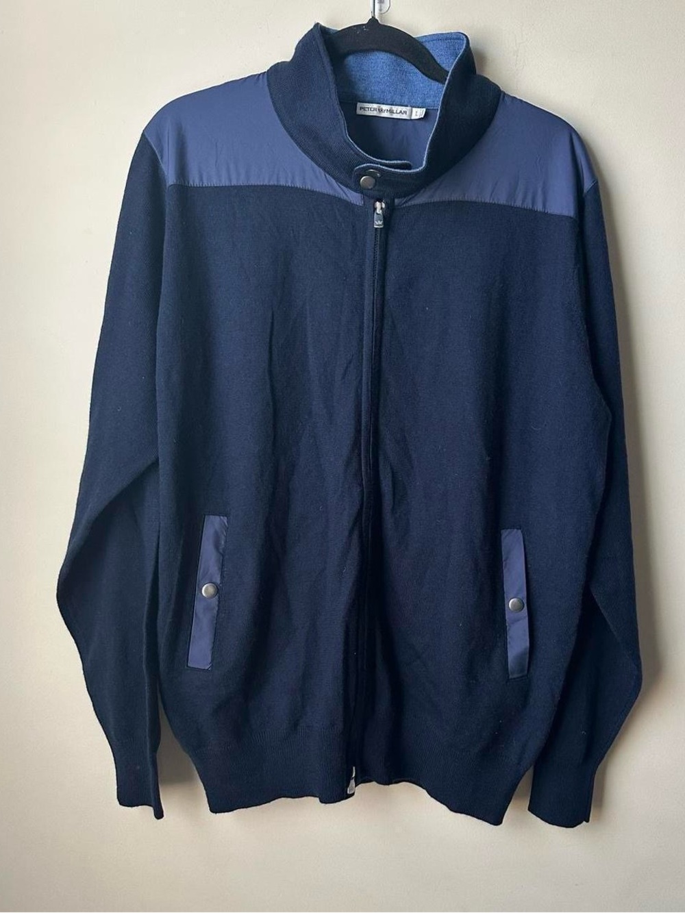 Peter Millar 100% Merino Wool Zip Up Jacket Mens Size Large Preppy Golf Sport